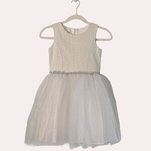 Pippa & Julie White Sequin Tulle Party Dress Girls Size 8 Flower Girl